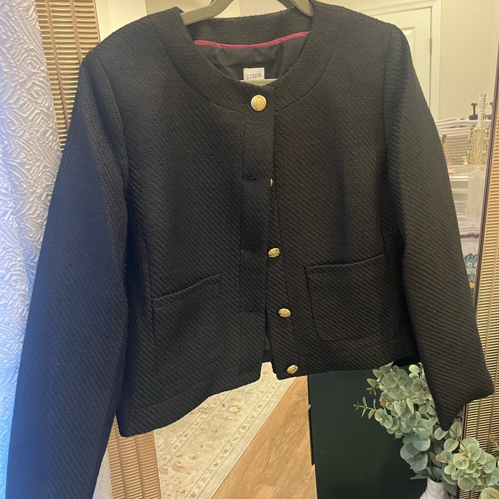 J. Crew Black and Gold Blazer Structured Contemporary Design